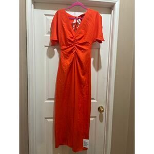 ASOS Design Women's Petite 6 Orange Jumpsuit Open Back Wide Leg NWT